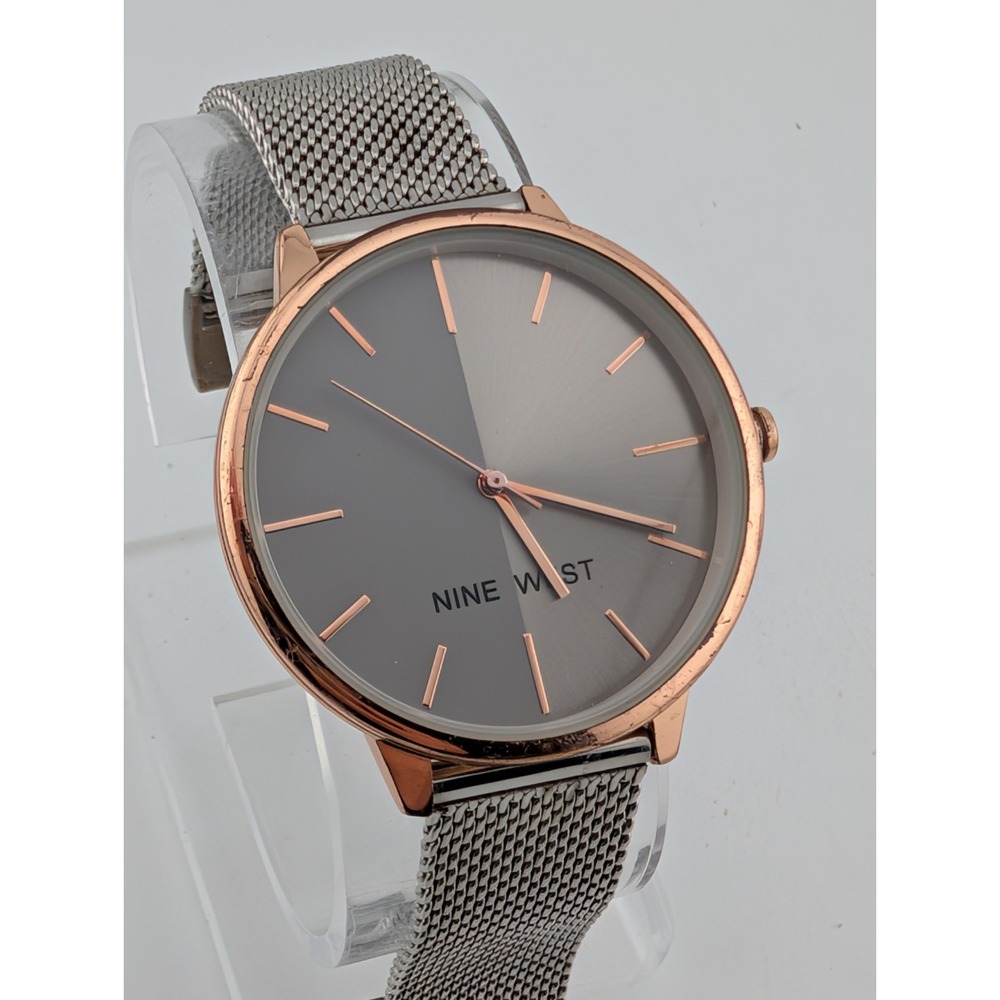 Nine West Watch Women 38mm Rose Gold Case Mesh‎ Metal Band- New Battery